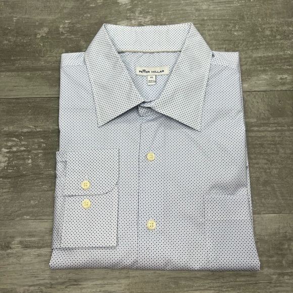 Peter Millar Other - Peter Millar White w/ Blue “X” Check Shirt XL